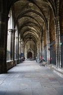 long arched passage in the monastery