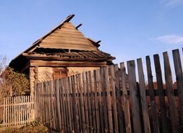 picture of the wooden house in a village