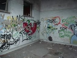 Different graffiti on the walls of the abandoned building, florida