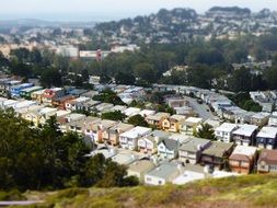 colorful terraced house on hill side, usa, california, san francisco