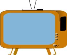 drawing of a yellow tv with blue screen