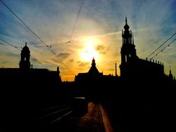 silhouette of castle in Dresden