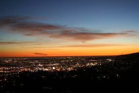sunset over the modern city