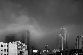 Foggy sky in the city