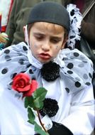 Child in carnival costume with rose