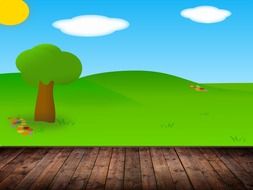 clipart of painted landscape with clouds and trees