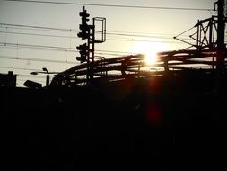 power lines at the sunset