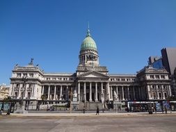 square in front of argentinian national congress in buenos aires on a sunny day