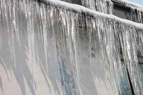 huge icicles is hanging on the wall