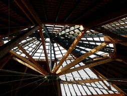 Wooden roof of the building