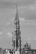 Black and white photo of brussels skyline