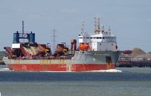 suction dredger ship in a port