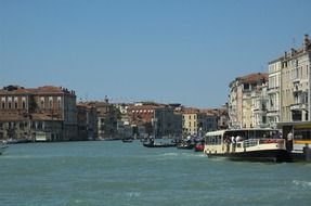 tourist boats on the canal in Venice