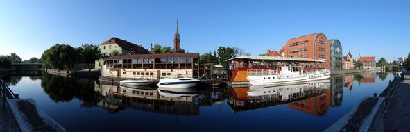 panoramic view of canal, poland, bydgoszcz