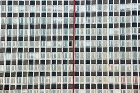 contemporary grey facade with red stripe