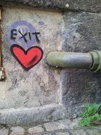 graffiti in the form of heart on the wall