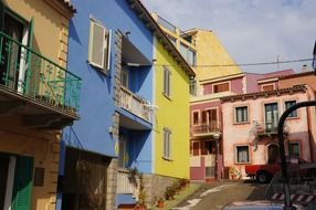 colored houses in the village