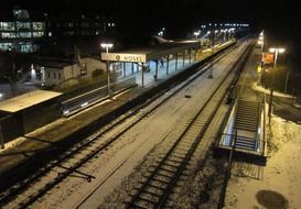 night evening railway station