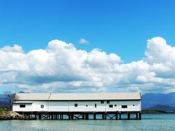 white blue view of the pier