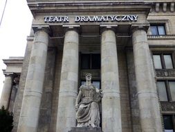monument in front of the theater in Warsaw