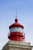 white and red lighthouse top, Portugal