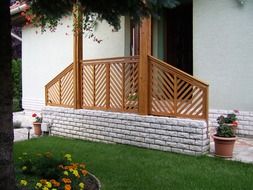 patio with garden flowers