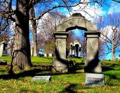 ancient gravestone on cemetery