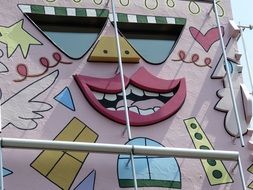 modern facade of a building with a face in Braunschweig, Germany