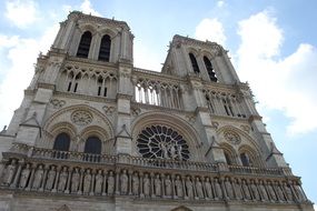 Cathedral of Notre Dame in the background of the cloudy sky