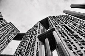 modern building top at sky, wide angle