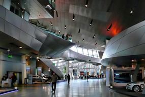 Modern steel interior of bmw museum