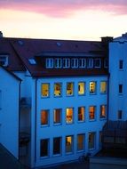 evening lights in the Windows of the house