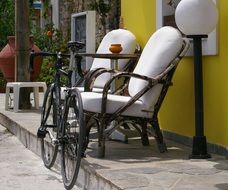 bicycle on a city street of greece