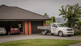 Truck near the house