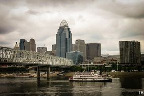 cityscape of bridge against the background of a glass skyscraper in Kentucky