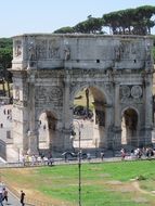 panorama of the arched gate in rome