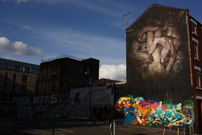 graffiti on the wall with lights in London