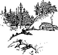 sketch of mountain countryside