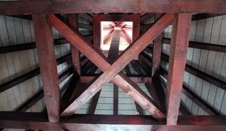 Wooden beams on the building