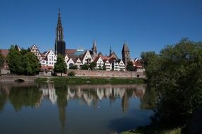 Urban architecture of the city of Munster on the river bank