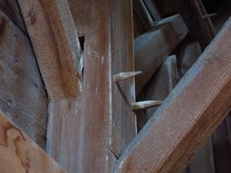 old wooden barn beam close up