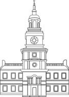 Black and white drawing of the tower building clipart