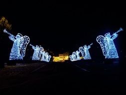 holiday glowing angels in the city of Bydgoszcz