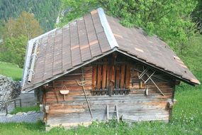 wooden chalet at alps, switzerland