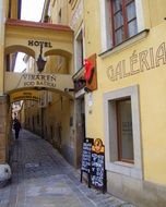 narrow street in the old town in slovakia