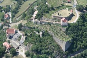 aerial view of medieval castle riegersburg