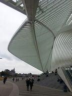 curly roof of the railway station in Liège