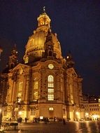 Frauenkirche is a church in Dresden, night view