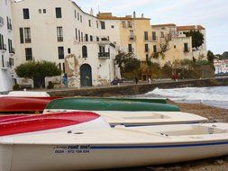 boats on the beach in Cadaques, Spain