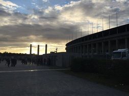 picture of the olympic stadium at the sunset in berlin